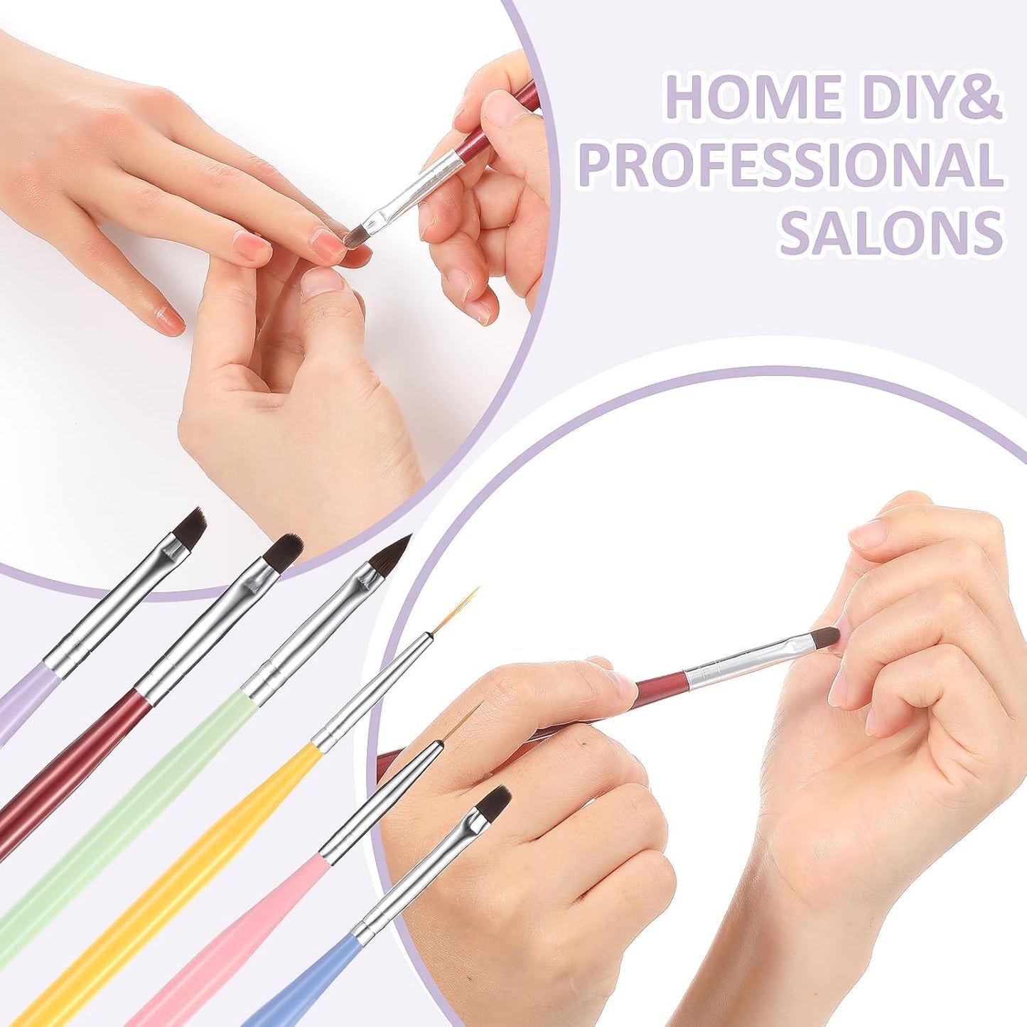 Nail Art Builder Gel Nail Kit – 6-Piece Professional Nail Art Brush Set for Salon & DIY Manicure