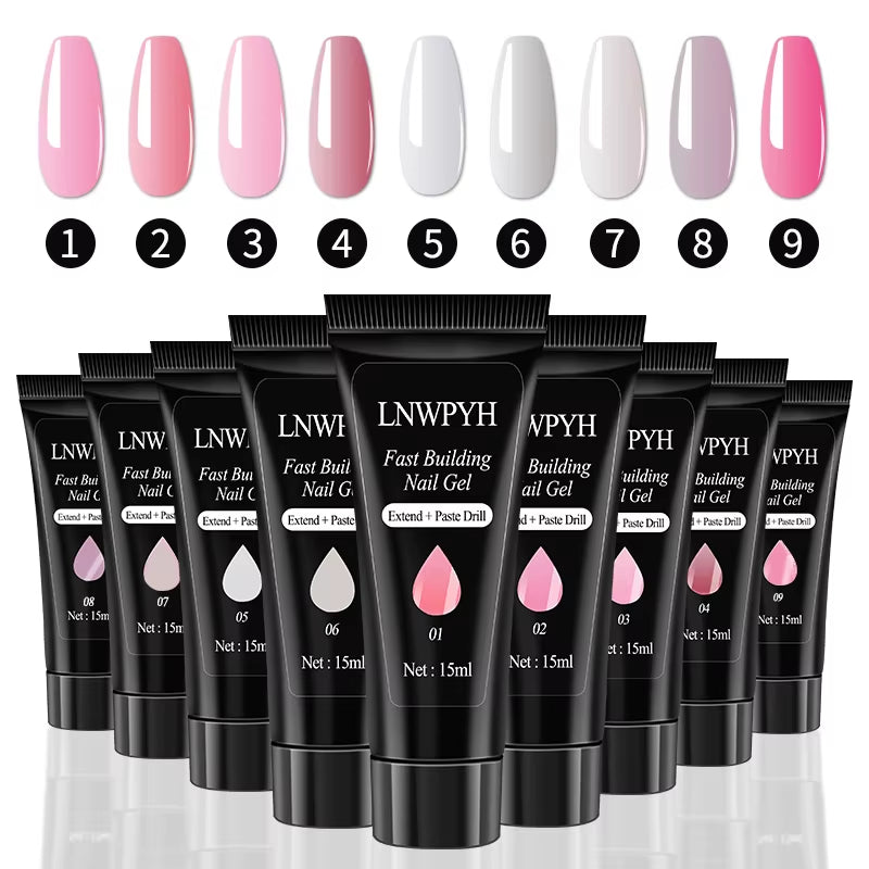 Complete Gel Nail Polish Kit with 36W UV/LED Nail Lamp – 18 Colors Gel + 9 Poly Gels + Base & Top Coat