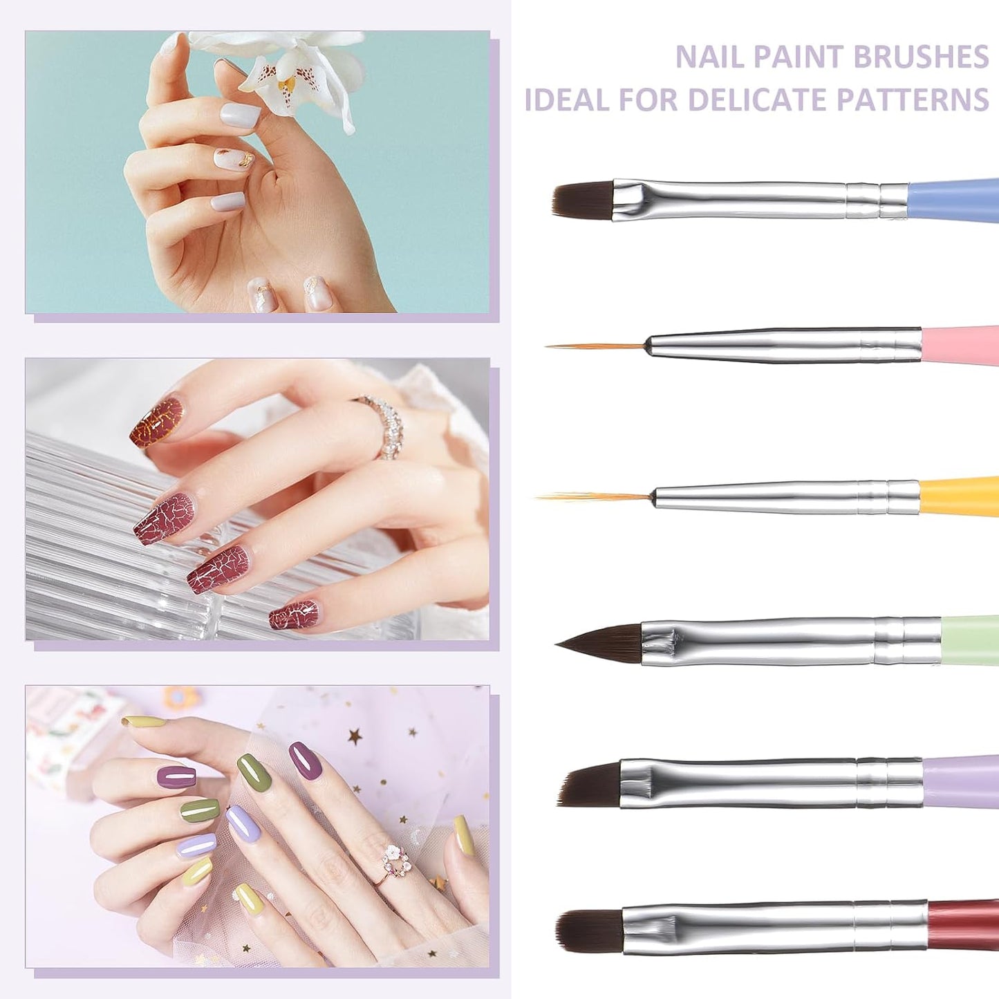 Nail Art Builder Gel Nail Kit – 6-Piece Professional Nail Art Brush Set for Salon & DIY Manicure