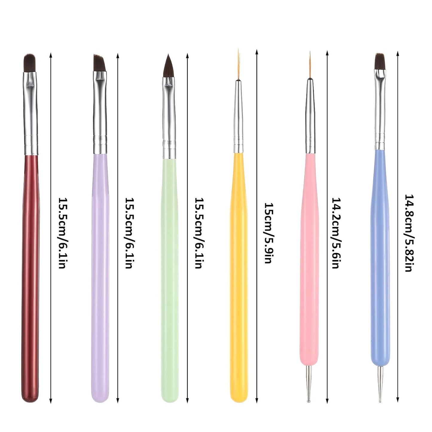 Nail Art Builder Gel Nail Kit – 6-Piece Professional Nail Art Brush Set for Salon & DIY Manicure