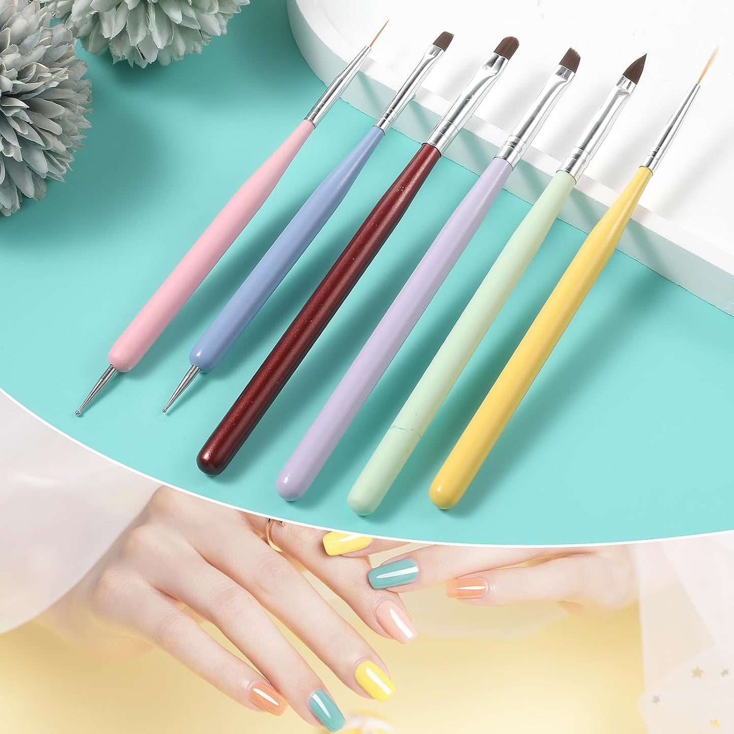 Nail Art Builder Gel Nail Kit – 6-Piece Professional Nail Art Brush Set for Salon & DIY Manicure