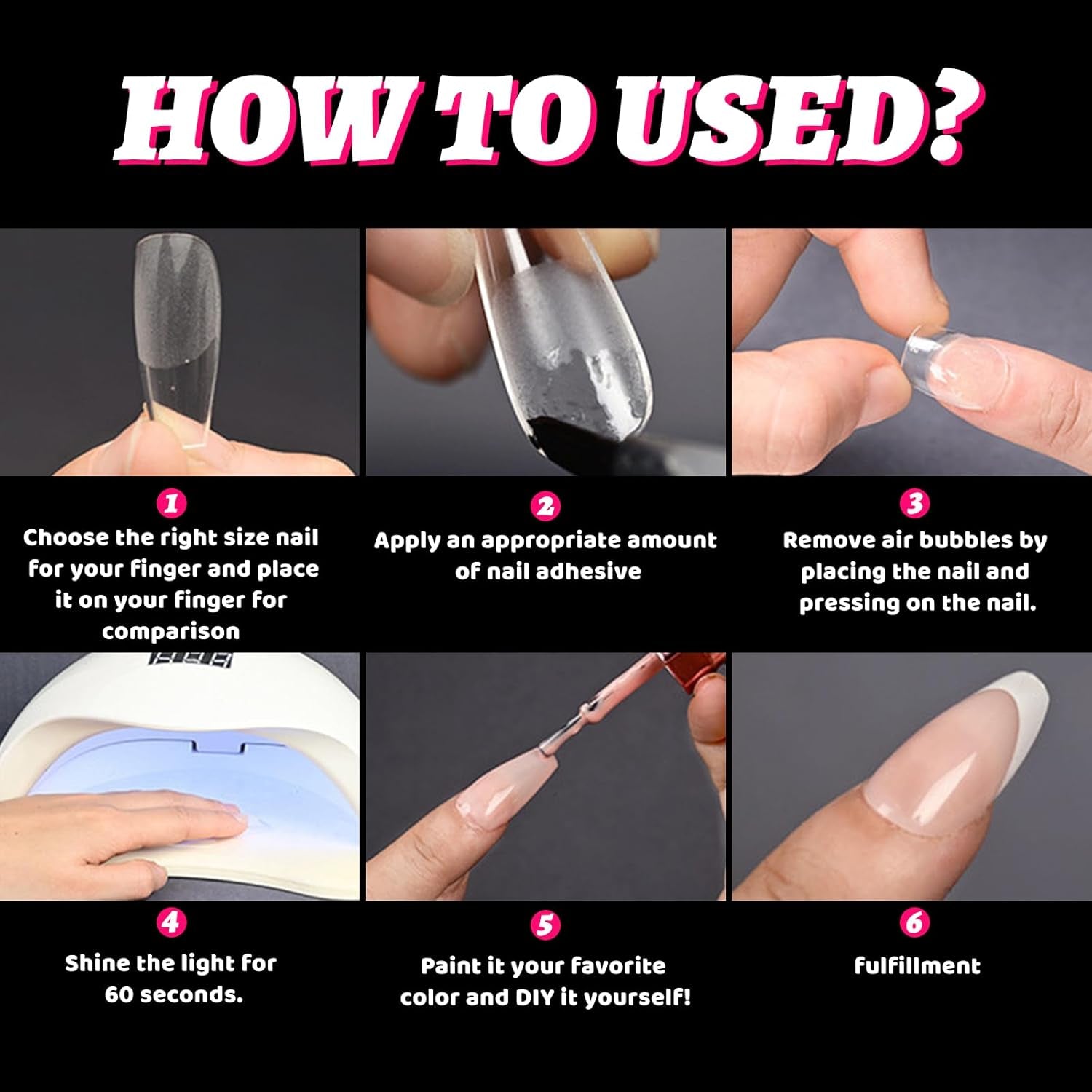 Clear Press-On Nails | Short Oval Nail Tips - 300Pcs