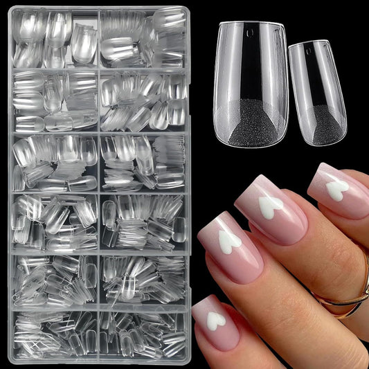 Clear Press-On Nails | Short Square Nail Tips - 600Pcs