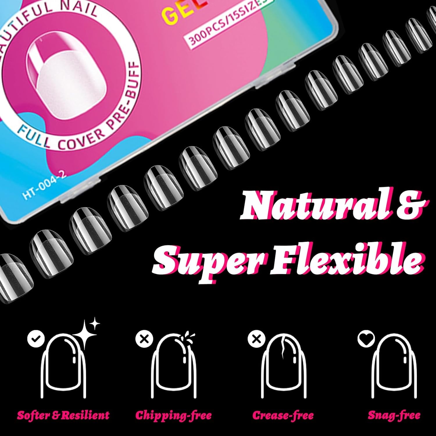 Clear Press-On Nails | Short Oval Nail Tips - 300Pcs
