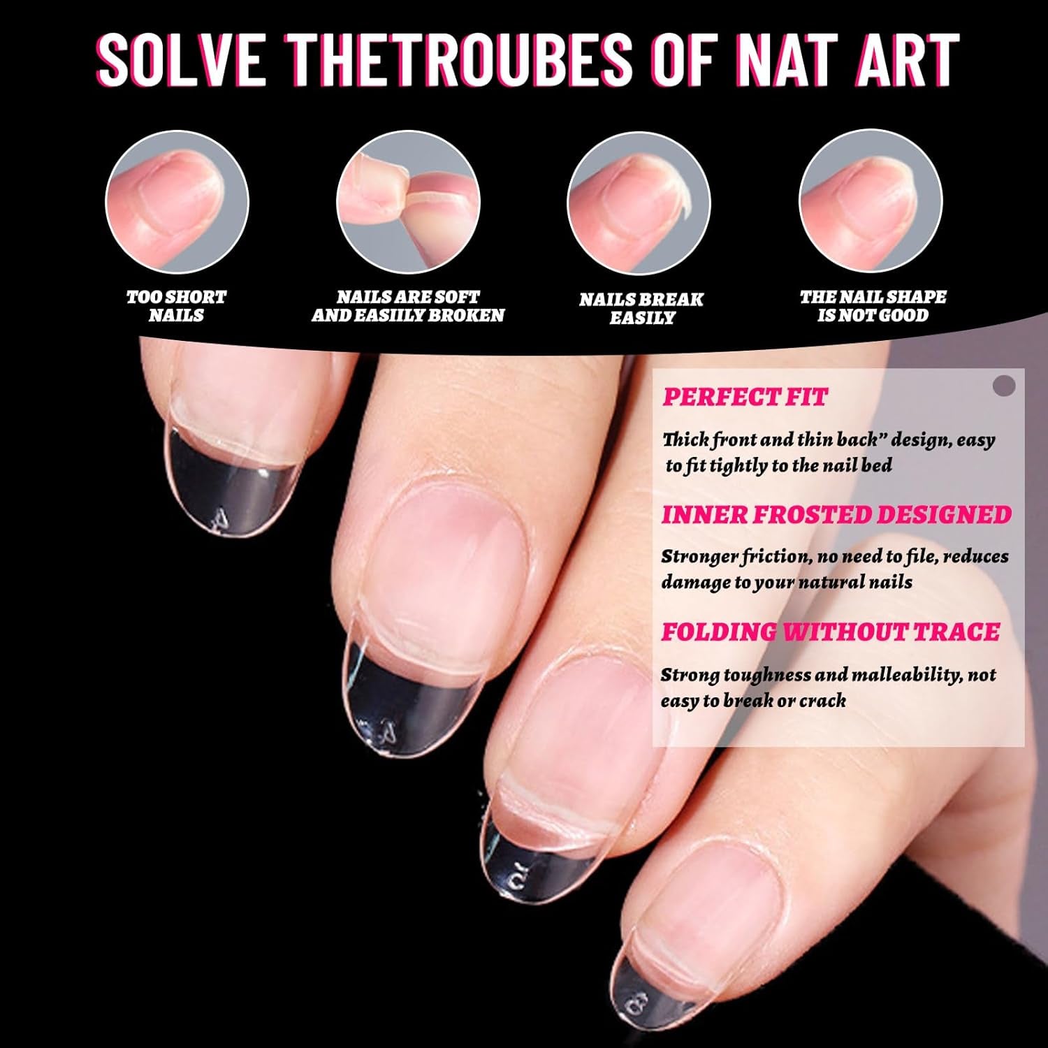 Clear Press-On Nails | Short Oval Nail Tips - 300Pcs