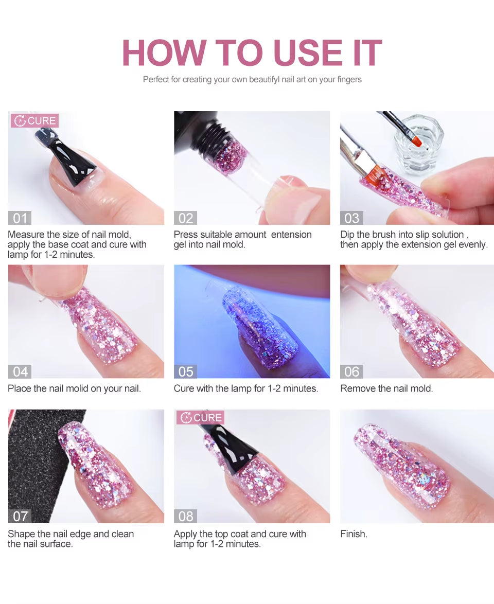 15ml Nail Extension Gel Set – Professional UV/LED Nail Builder for Long-Lasting Extensions