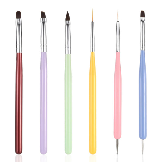  Nail Art Builder Gel Nail Kit – 6-Piece Professional Nail Art Brush Set for Salon & DIY Manicure