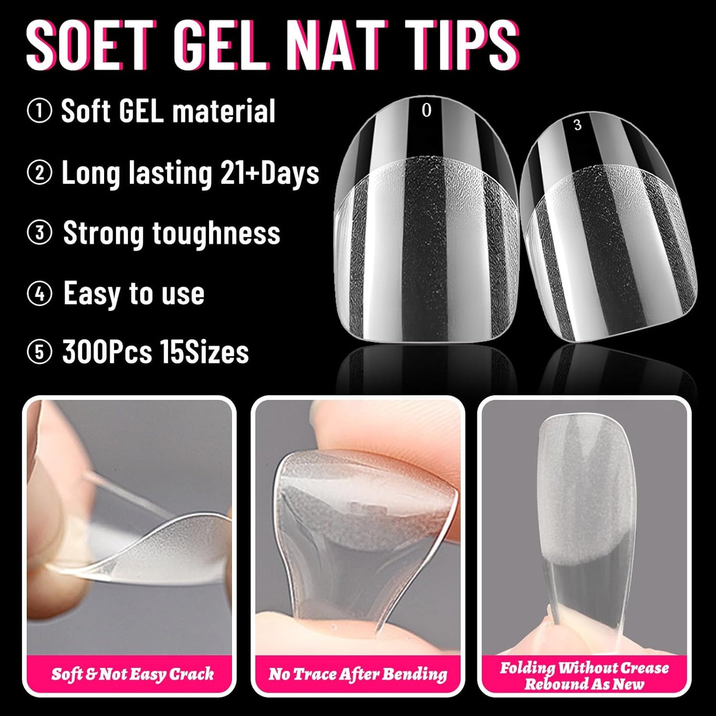 Clear Press-On Nails | Short Oval Nail Tips - 300Pcs
