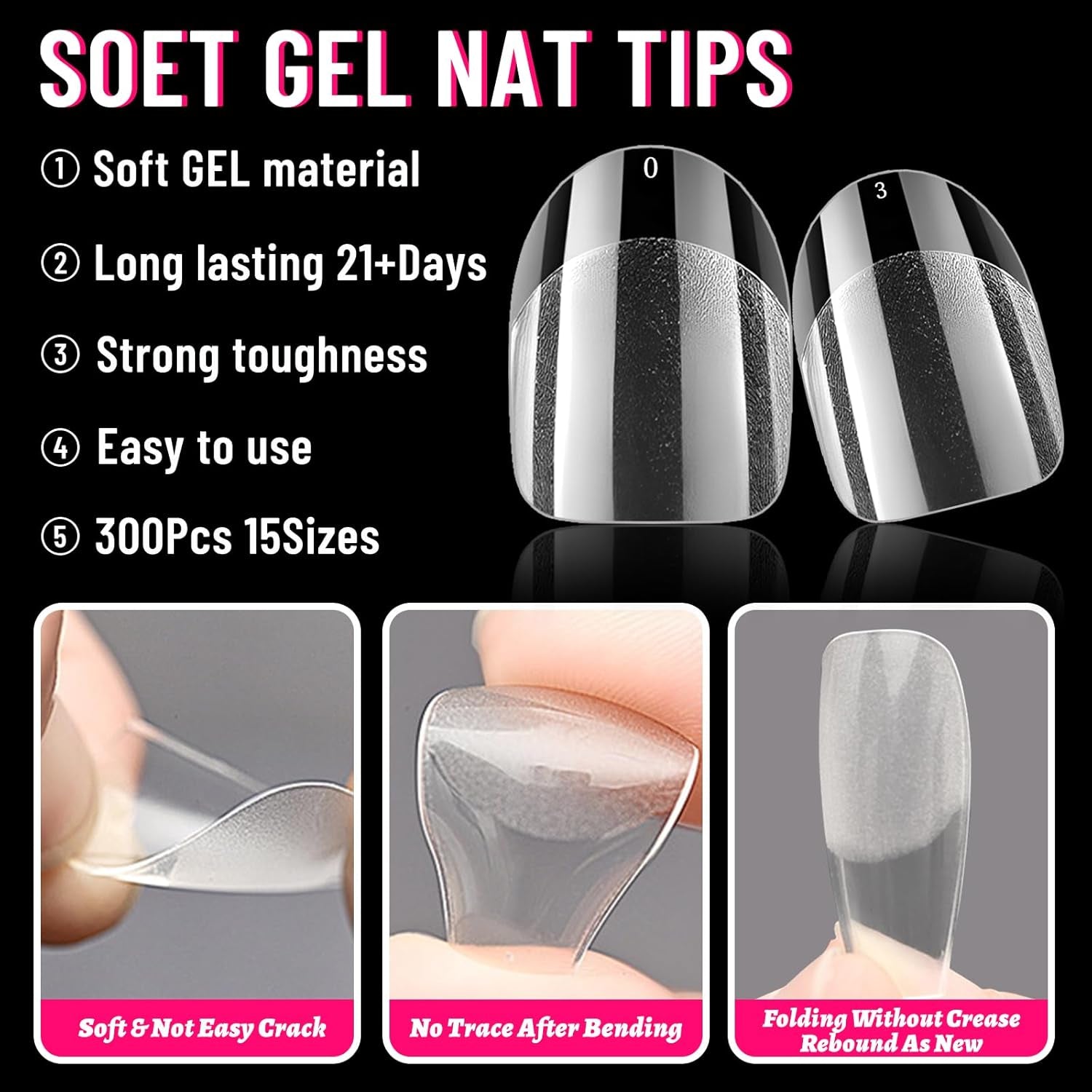 Clear Press-On Nails | Short Oval Nail Tips - 300Pcs
