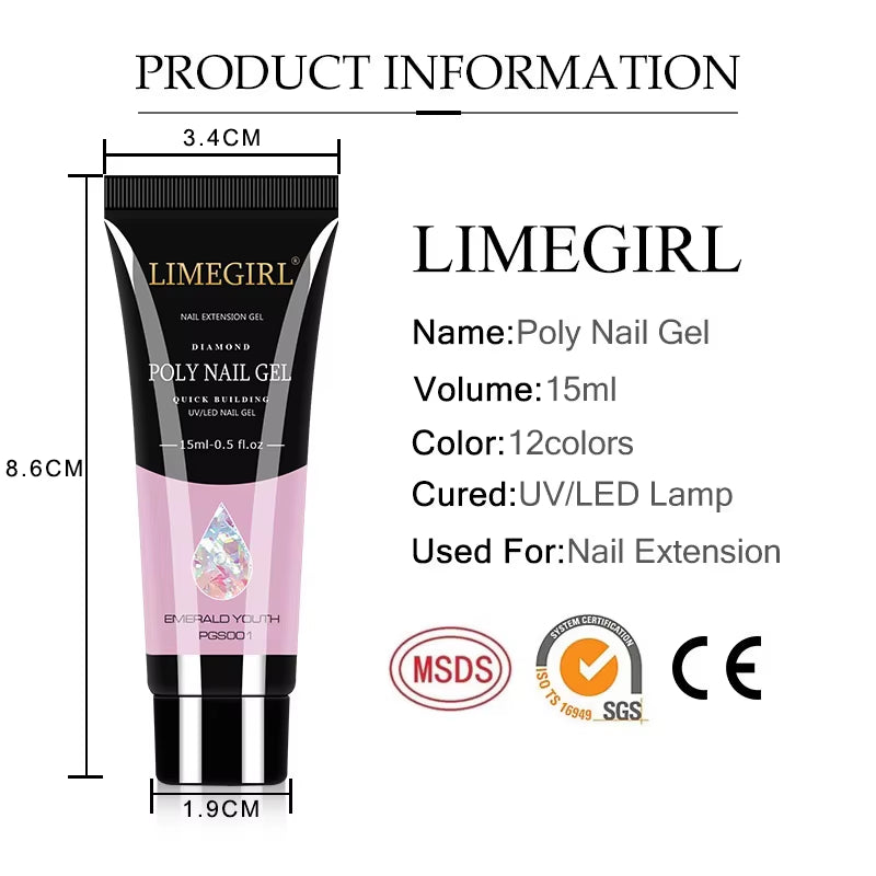 15ml Nail Extension Gel Set – Professional UV/LED Nail Builder for Long-Lasting Extensions