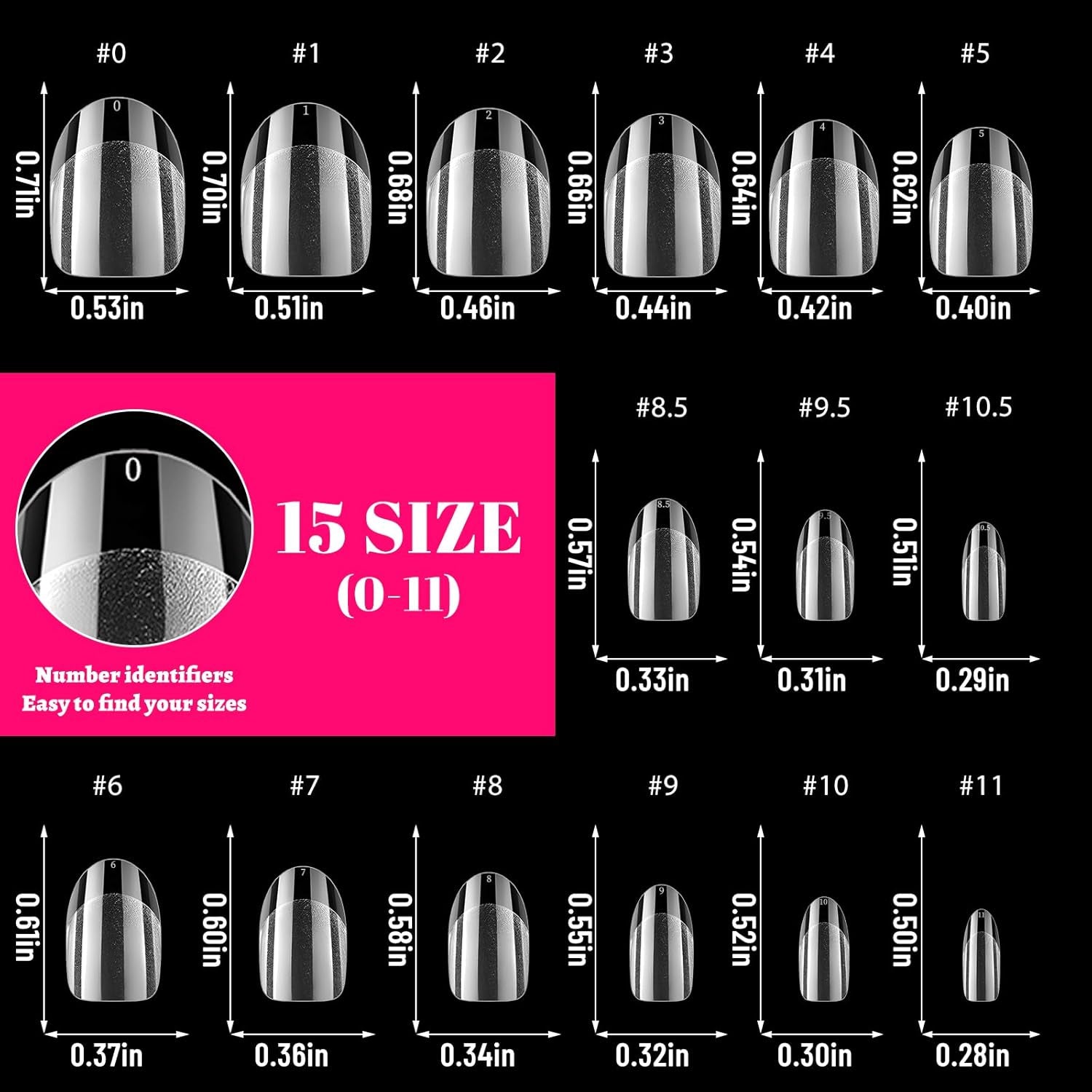Clear Press-On Nails | Short Oval Nail Tips - 300Pcs