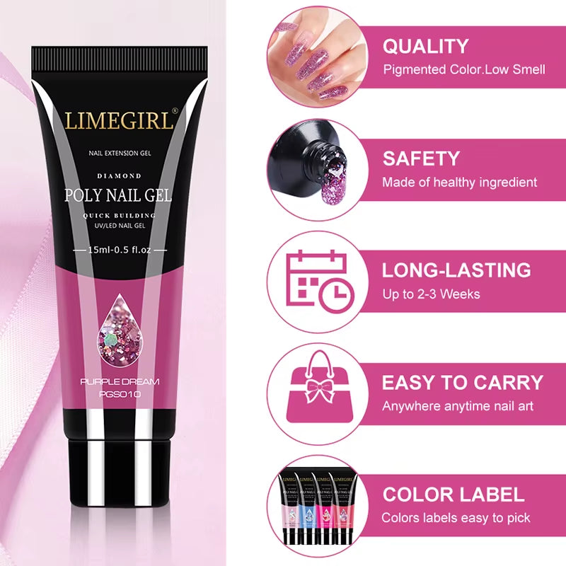 15ml Nail Extension Gel Set – Professional UV/LED Nail Builder for Long-Lasting Extensions